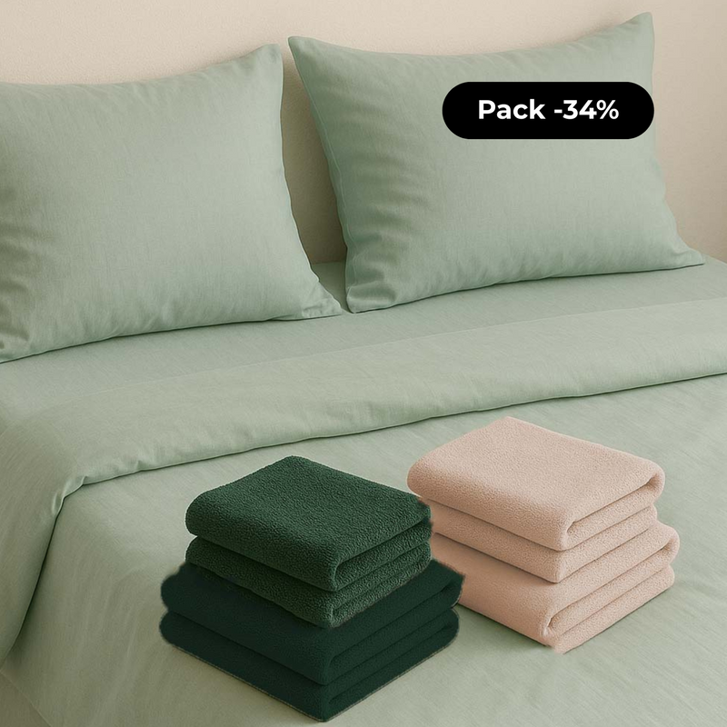 Parure de Lit + 2 Ensembles de Serviettes