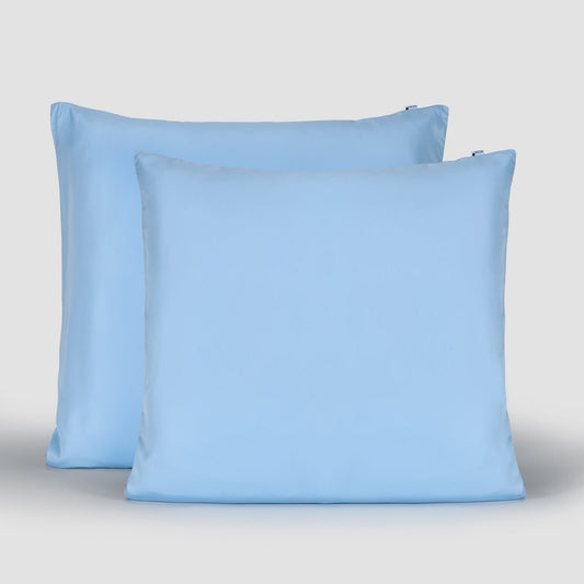 Taie d'oreiller 100% bambou Momo Cotton bleu bébé 80x80 cm – toucher ultra doux, finition satinée, durable et respirante
