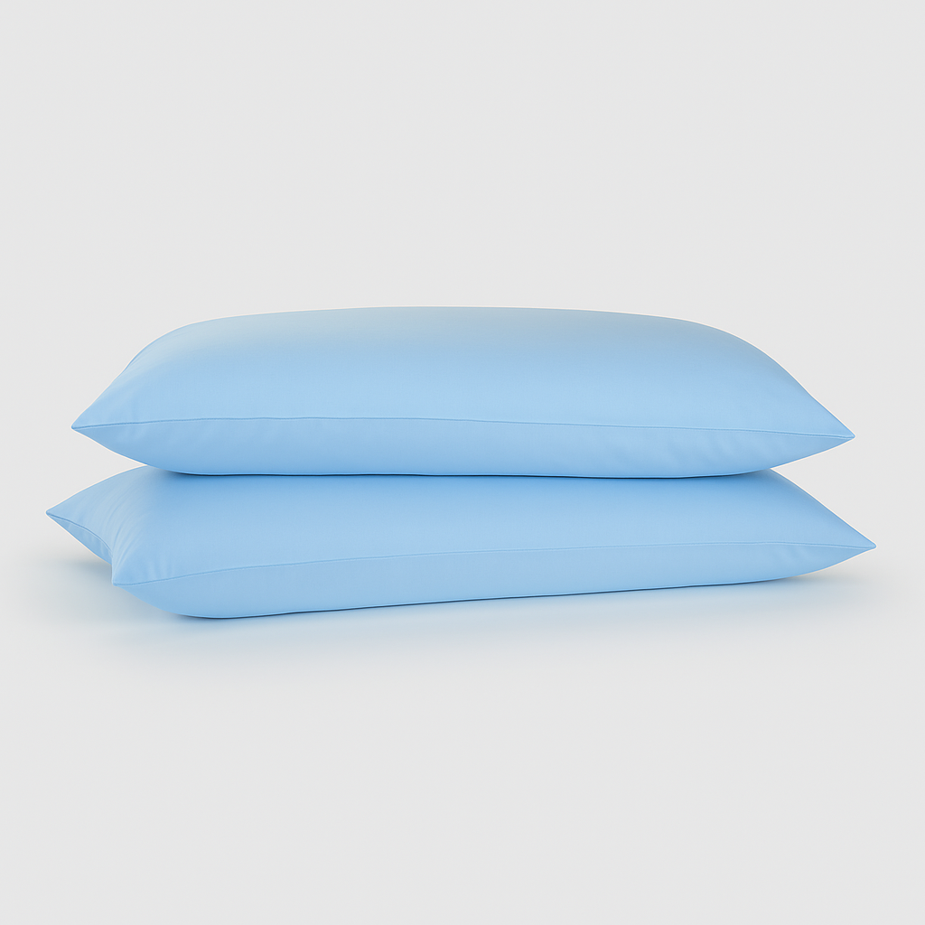 Fronha 100% bambu Momo Cotton cor Azul claro 45x90 cm – toque ultra macio e acabamento acetinado, sustentável e respirável