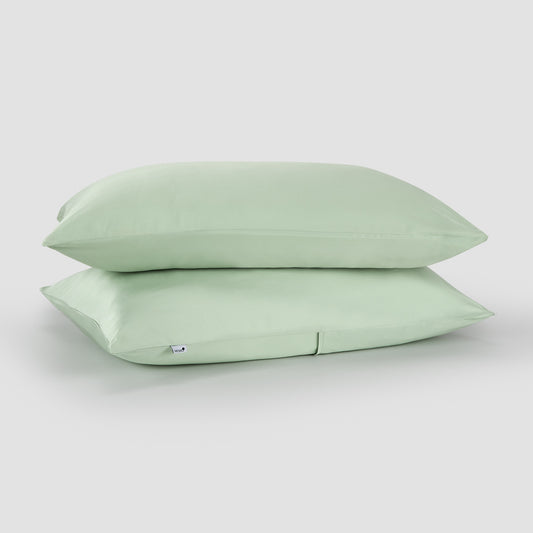 Groen bamboe beddengoed by Momo Cotton – satijnweefsel 300 draden, zacht, ademend en duurzaam.