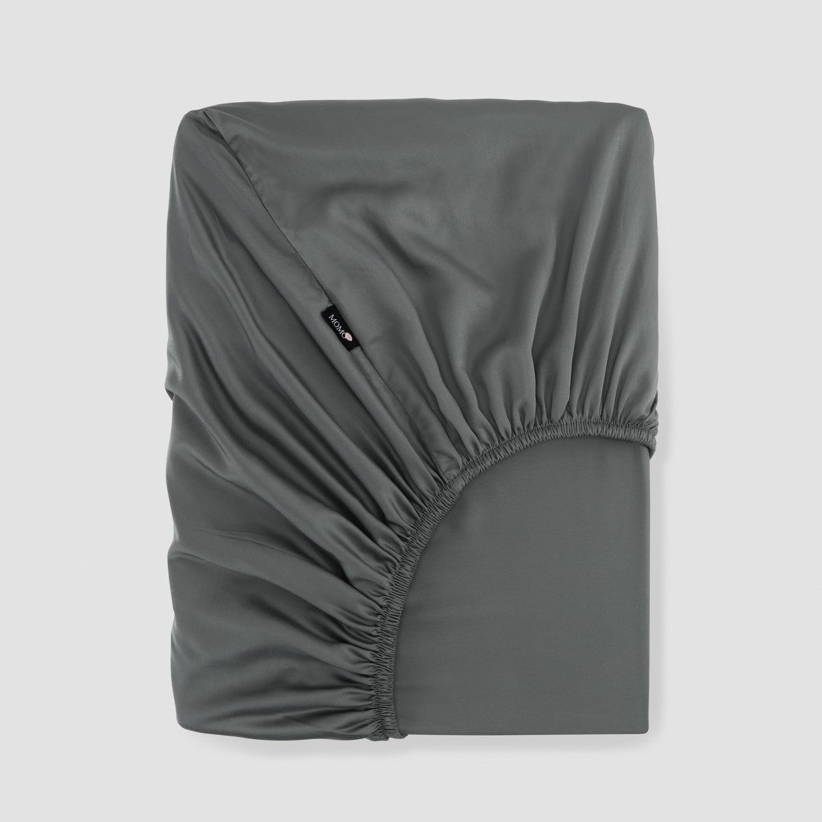 Lençol de baixo ajustável cinzento bambu by Momo Cotton – tecido de cetim 300 fios, suave, respirável e sustentável.