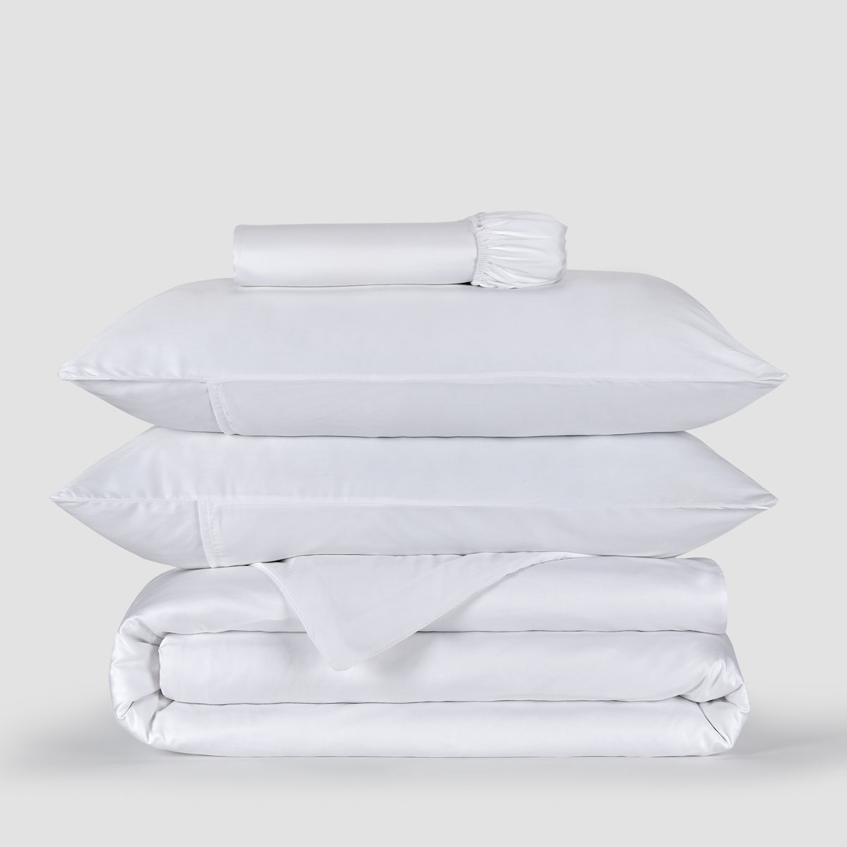 Branco - Jogo Capa de Edredão roupa de cama Branco bambu by Momo Cotton – tecido de cetim 300 fios, suave, respirável e sustentável.